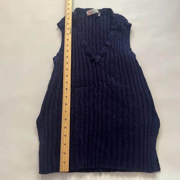 Small FP Free People Beach Veda Navy Ribbed V-Neck Sweater Vest Tank Top - Image 6