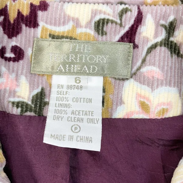 The Territory Ahead Womens 6 Corduroy‎ Vest Button Front Purple Lavender Floral - Image 5