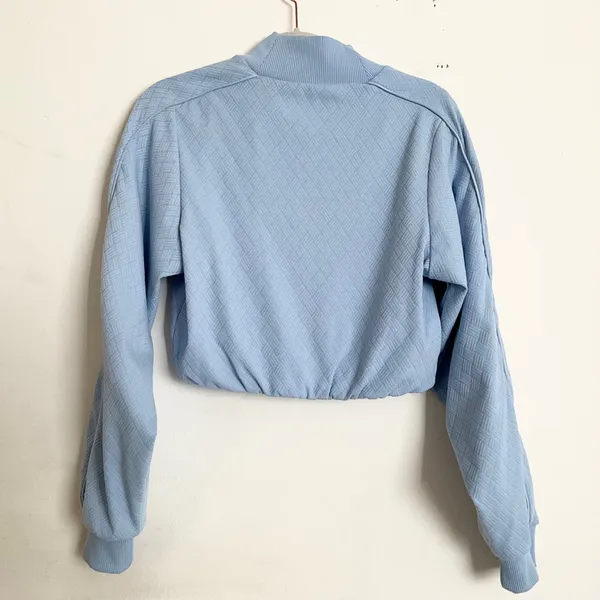 Alo Yoga Cropped Doubles Only Full Zip Jacket Seashell Blue S - Image 7
