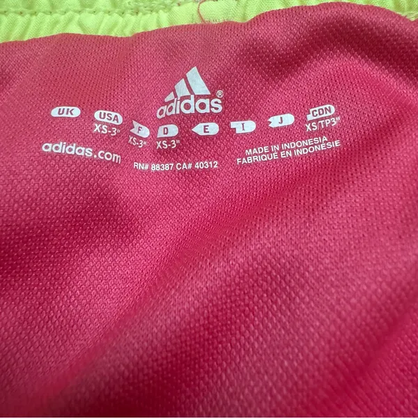 Pink, white & yellow adidas running shorts‎ sz XS - Image 3