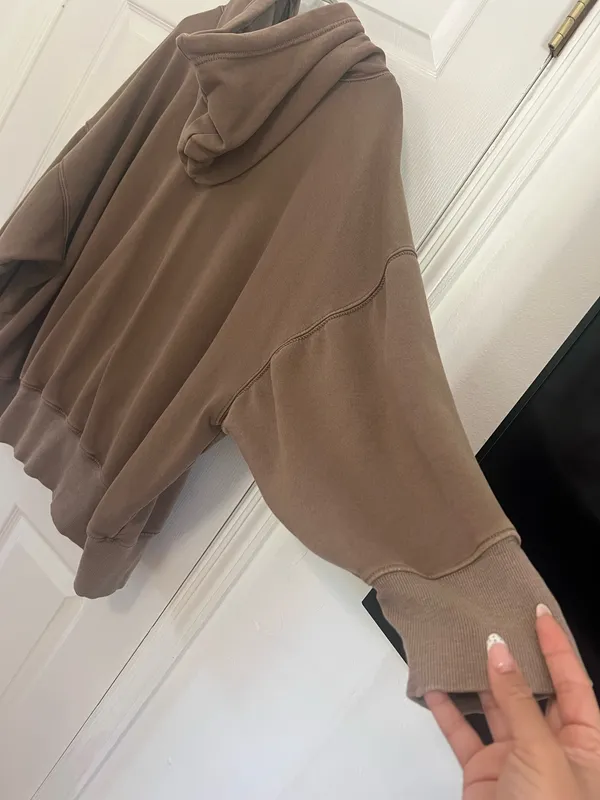 Free People Movement XS Oversized Hoodie Taupe Athleisure Boho Lounge Sweatshirt - Image 12