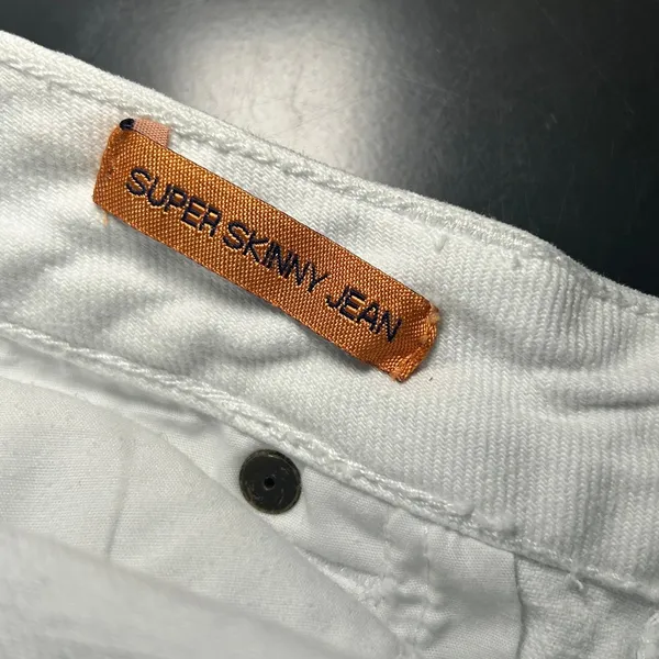 Tory Burch White Super Skinny Jean Zipper Ankle Detail Size 28 - Image 6