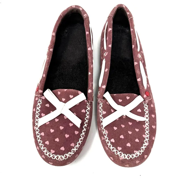 Ugg Size 6‎ Moccasins Red Heart Valentine Slip On House Shoe Flats Sherpa Lined - Image 7