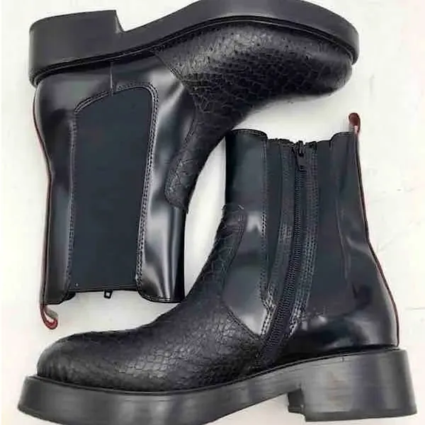 Jeffrey Campbell Black Faux Snakeskin Chelsea Leather Boots Shoes **Size 7** - Image 5