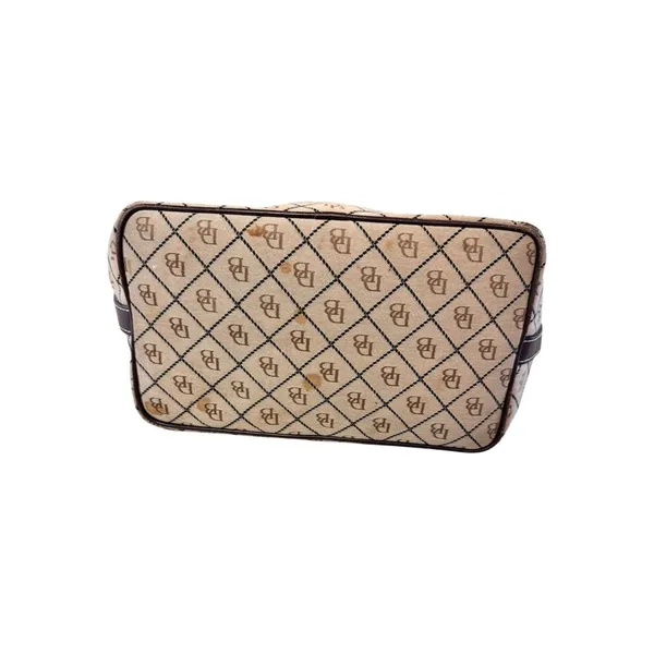DOONEY & BOURKE Vintage Y2K Monogram Canvas Hobo Shoulder Brown Tan Leather Trim - Image 4