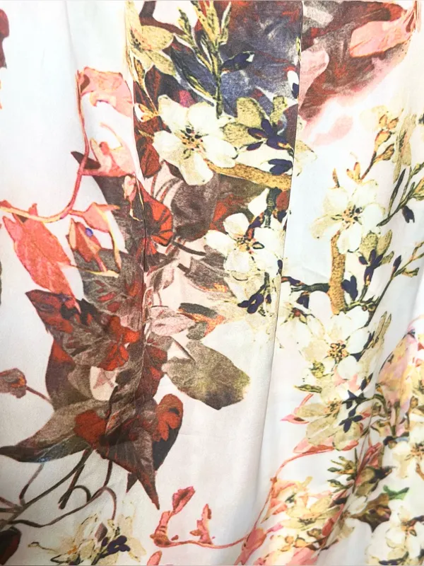 L'ATISTE Cream Floral Satin Halter Maxi Dress with Slit Size Large - Image 4