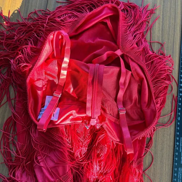Unique Vintage Red Fringe Flapper Dress S Cocktail Party Retro Homecoming Y2K - Image 8