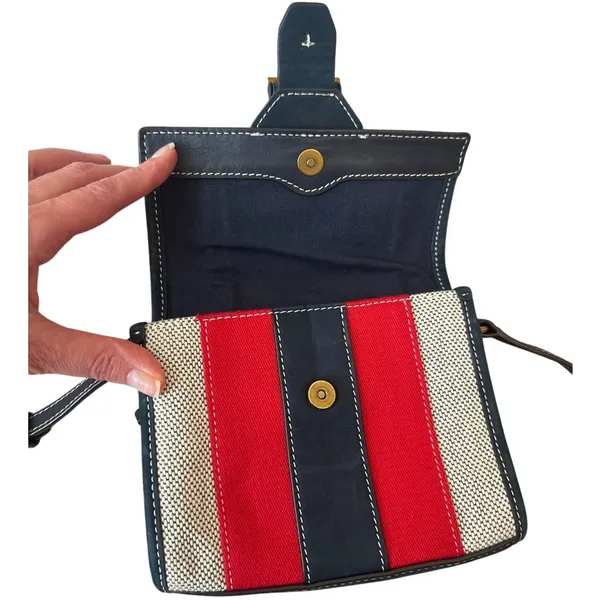 Tory Burch Maritime Stripe Crossbody Canvas Red‎ Ivory Nautical - Image 11