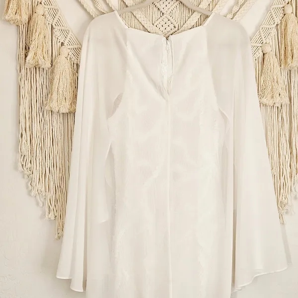 One33 Social White Sequin Cape Minidress Size 10 Bridal Cocktail Sheath - Image 13