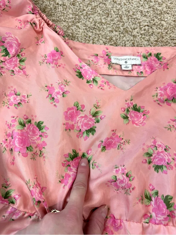 LoveShackFancy x Target Cecile Pink Floral Puff-Sleeve Dress Size 12 - Image 7