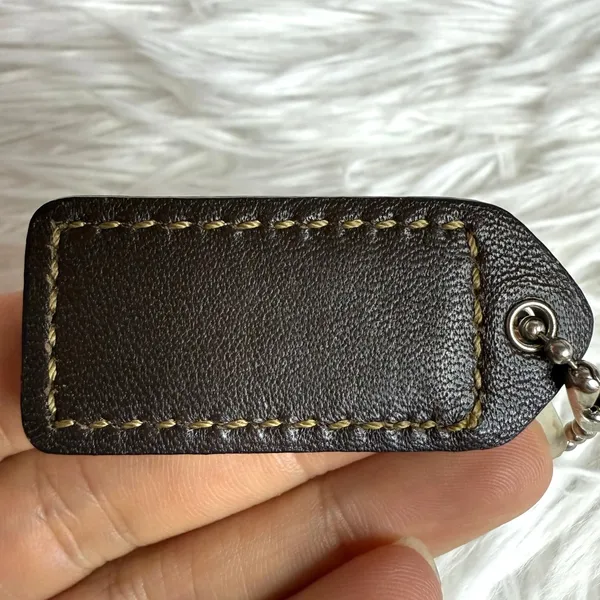 1.5" y2k COACH Dark Brown Fob Bag Charm Hang tag Hangtag - Image 2