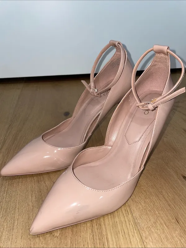 Aldo Blush Patent Pointed-Toe Slingback Heels Size 8.5 - Image 7