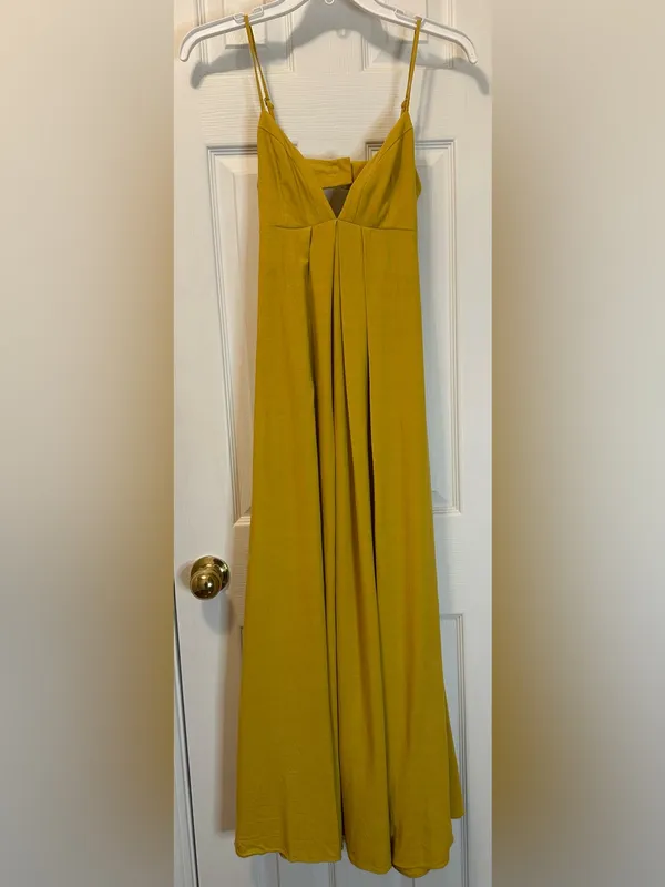 Asos Mustard Yellow Spaghetti Strap Maxi Dress - Image 9