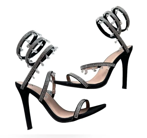 NWT Windsor A Thing Of Beauty Spiral Crystal Heels in Black - Image 5