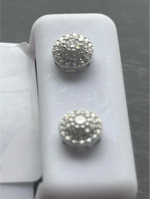 .38 ct Moissanite Diamond Halo Sterling Silver Earrings - Image 3
