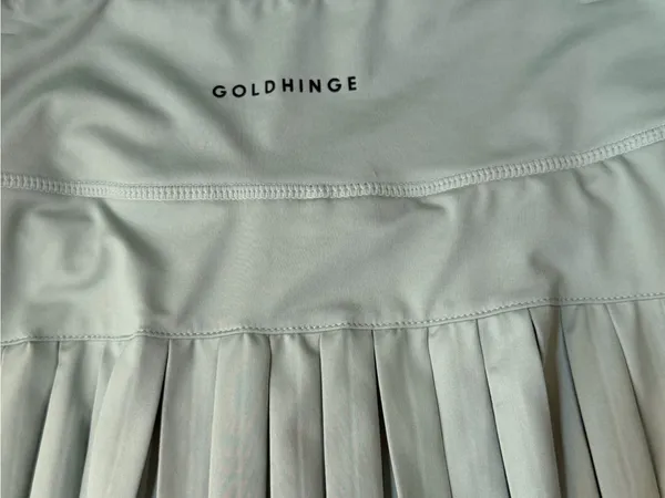 Gold Hinge Pleated Mint Green Women's Skirt - Image 7
