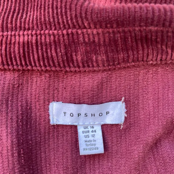 Topshop Burgundy Corduroy Belted shirt dress coat grunge fall streetwear casual - Image 7
