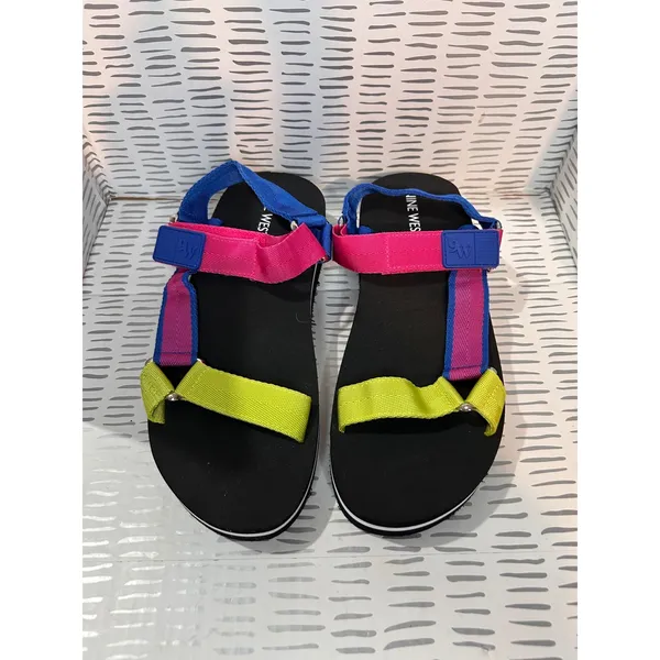 New Nine West Tomoro 2 Womens Platform Sandals Multicolor Strappy Neon Size 8M‎ - Image 3