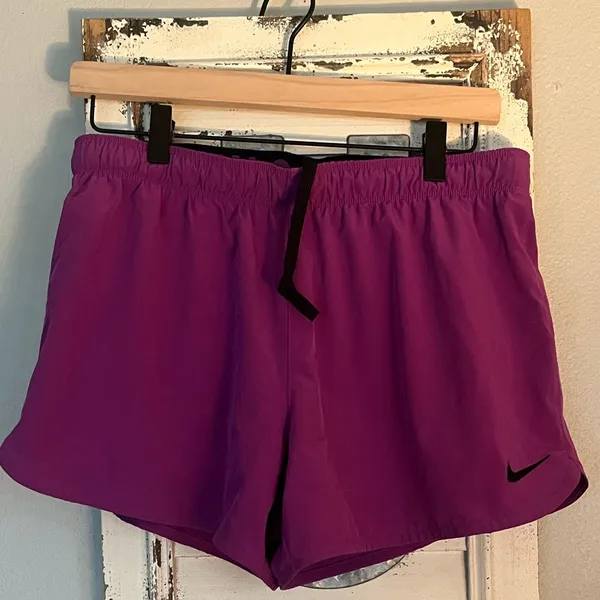 Nike Dri Fit Purple Compression Lined Running Athletic Shorts Women's M - Image 2