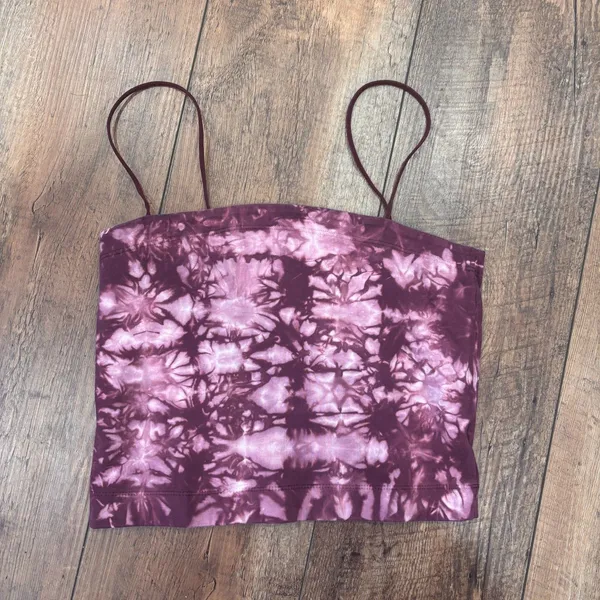 American Eagle Women's Plum & Pink Tie Dye Cropped Cami Top Elastic Strap Small - Image 2