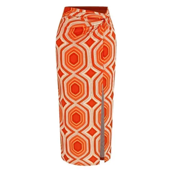 Nordstrom NWT Cider Mid Rise Geometric Twist Split Maxi Skirt Large - Image 3