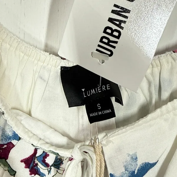 Urban Outfitters Lumiere Mini Dress S White Floral Cottagecore Milkmaid Coquette - Image 7
