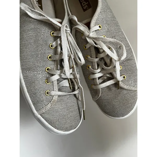 Keds Gray Striped Low Top Sneaker Lace Up sz 8.5 Preppy Comfort Shoes Minimalist - Image 3