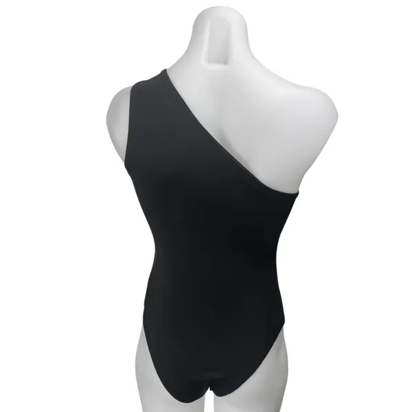 White Fox Black Sleeveless One Shoulder Cutout Cami Camisole Bodysuit Tank Top M - Image 2