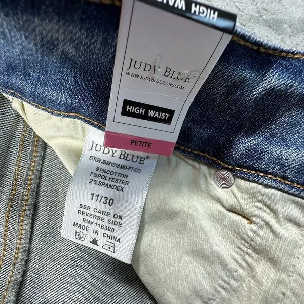 Judy Blue High Waist Petite Tummy Control Flare Jeans 11/30 Retro Hippie New - Image 10