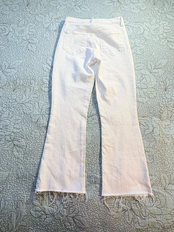 💥L’AGENCE Kendra High Rise Cropped Flare Jeans Blanc White Raw Hem Sz 24💛 - Image 4