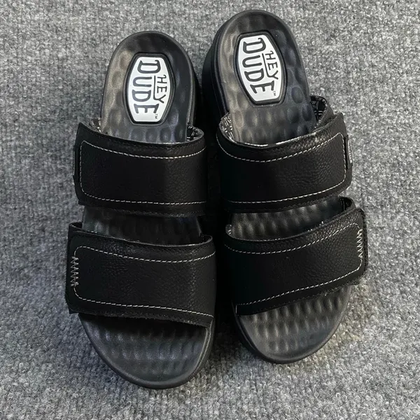HEY DUDE DELRAY SLIDE CLASSIC BLACK PLATFORM SLIP ON SANDALS - Image 2