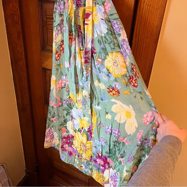 H&M Green Floral Halter Maxi Dress with Yellow & Purple Blooms - Image 12