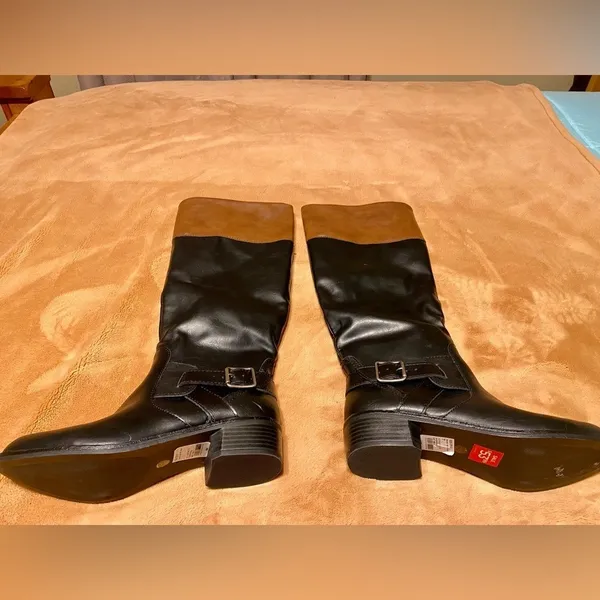 Black/Brown Knee High Boots (NWT) Brown Size 7 - Image 6