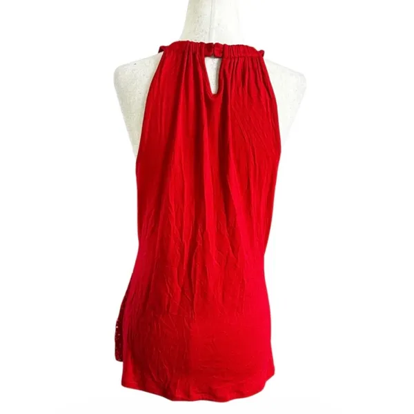 INC International Concepts Womens Red Sequin Halter Keyhole Top Large | 0109 - Image 2