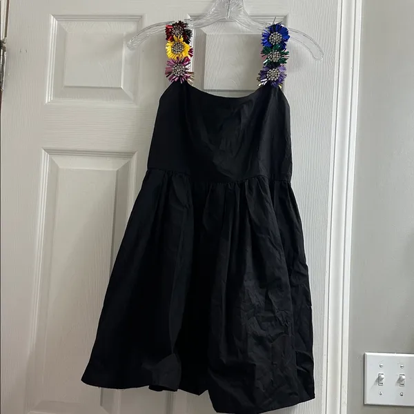 Queen Of Sparkles Black Flower Strap Dress - Image 3