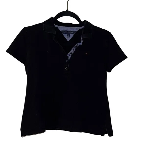 Tommy‎ Hilfiger Women's Black Polo Shirt Small - Image 2
