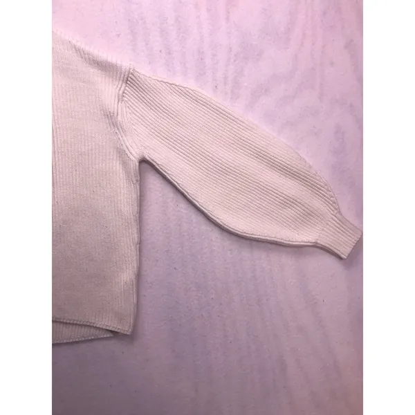 Maeve Anthropologie Ivory Ribbed Mock Neck Balloon Sleeve‎ Sweater Medium - Image 4