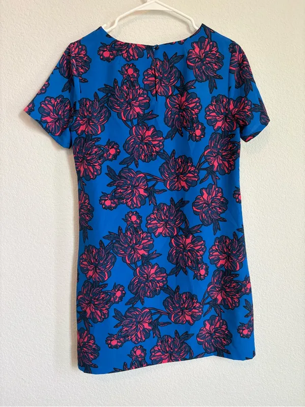 J. Crew Blue Mini Dress with Pink Floral Pattern - Image 5