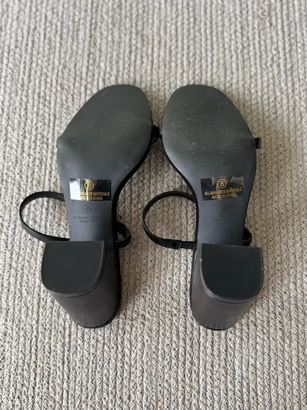 Lulu's Black Double-Strap Block Heel Sandals Size 8 - Image 6