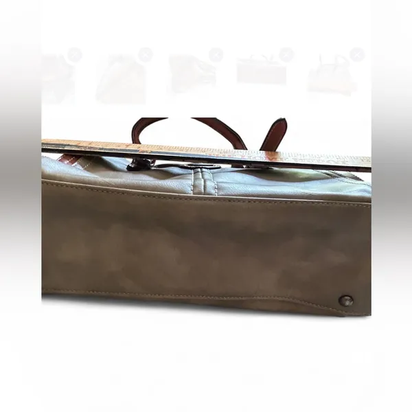 Hema Zhuofan Women's Bag 2tone Brown Leather Shoulder Purse - Image 7