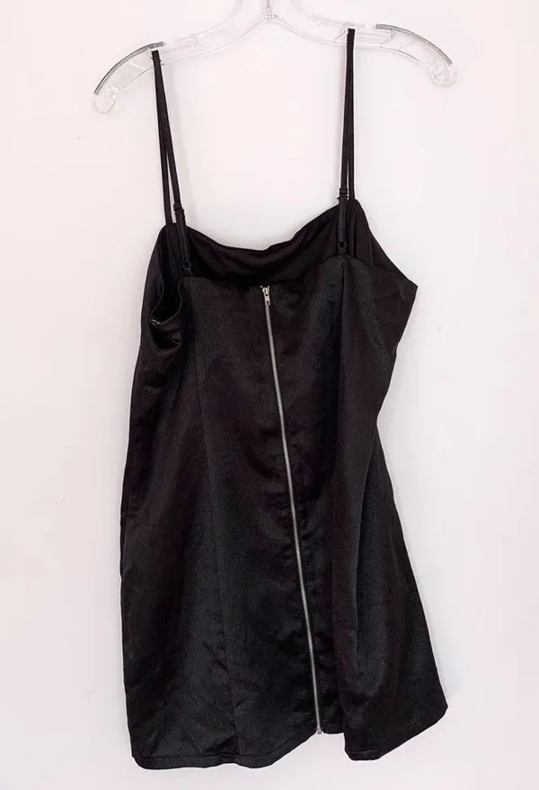 Lulus Start the Party Black Satin Sleeveless Mini Dress - Image 5