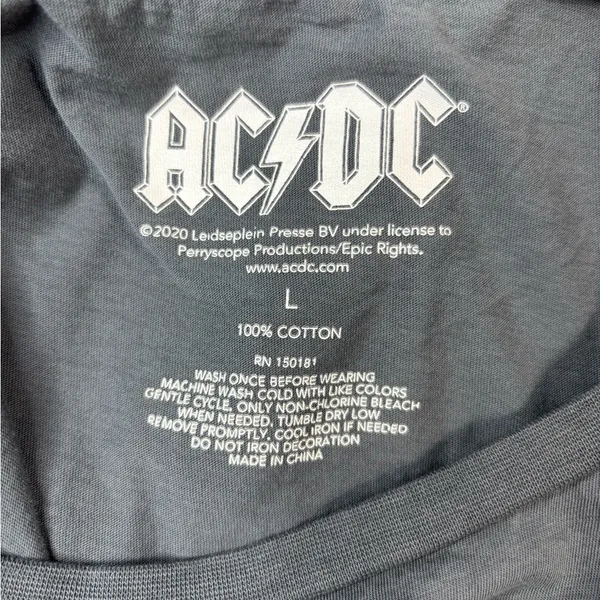 AC/DC L Vintage-Style Black Tee with White High Voltage Logo - Image 3