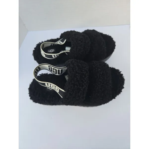 UGG Oh Fluffita Women’s Platform Slingback Slippers Size 6 Black - Image 4
