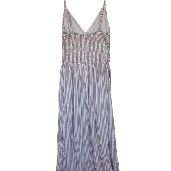 Japna maxi dress Casual Style pink and white stripes with embroidery - Image 4