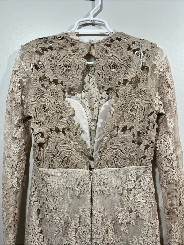 SAYLOR Leondra Nude Lace Long-Sleeve Mini Dress Size XS - Image 6