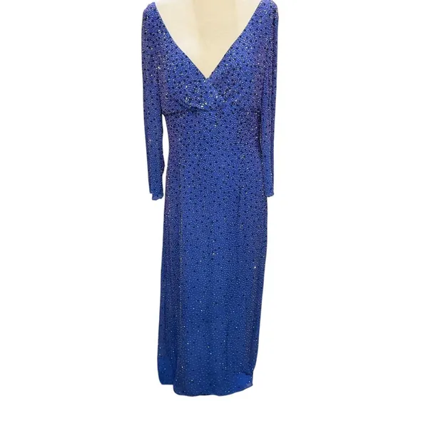 Mon Cheri Vintage Embellished Evening Gown Blue Size 12 Formal Dress‎ Wedding - Image 2