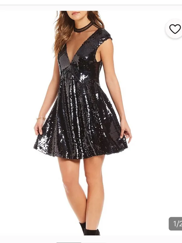 Free People Sequin V-Neck Sleeveless Party Dress in Metallic Black | Size Medium - Image 2