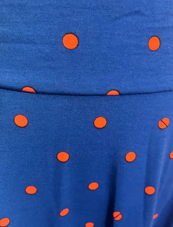 LuLaRoe A-Line Skirt Sz L AZURE Polka Dot Print Closet Staple Feminine Flowy - Image 4