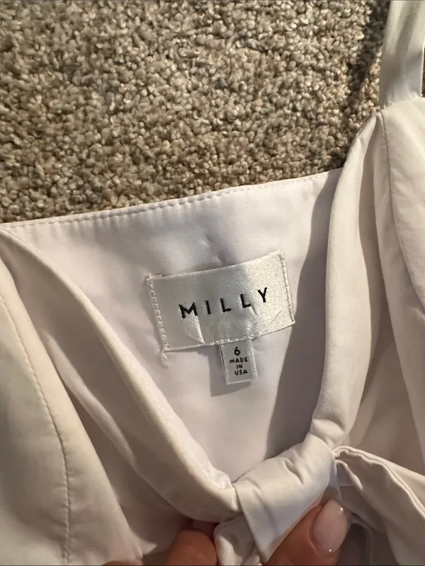 Milly White Bow-Front Button Dress - Image 3