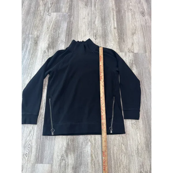 Athleta Cozy Karma Side Zip Mock Neck Sweatshirt Women's Medium Black Soft-Lined - Image 5